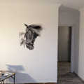 Ló és kis gazdája, realisztikus ábrázolás falon - realistic horse on wall 